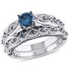 Thumbnail Image 0 of 1 CT. T.W. Blue Diamond Vintage-Style Bridal Set in 10K White Gold