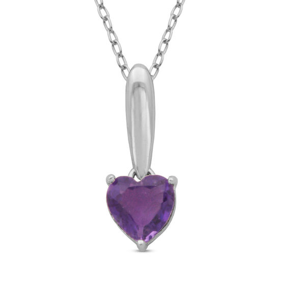 7.0mm HeartShaped Amethyst Pendant in Sterling Silver Heart