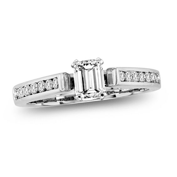 7/8 CT. T.W. EmeraldCut Diamond Engagement Ring in 14K White Gold