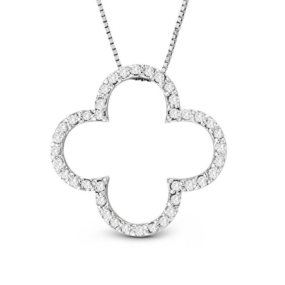 CT. T.W. Diamond Clover Outline Pendant 