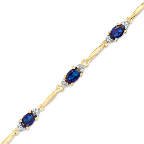 7.25 inch 10k Solid Yellow Gold Genuine Natural Blue Sapphire Bracelet