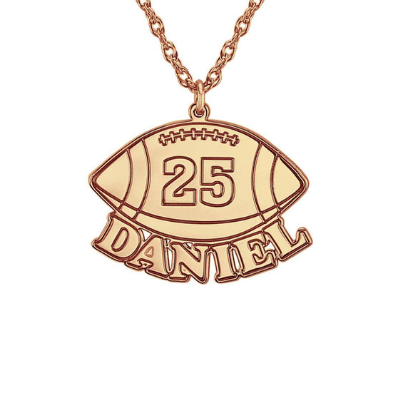 Personalized Name And Number Football Pendant In Sterling Silver Personalized Name And Number Football Pendant In Sterling Silver With 14k Rose Gold Plate 8