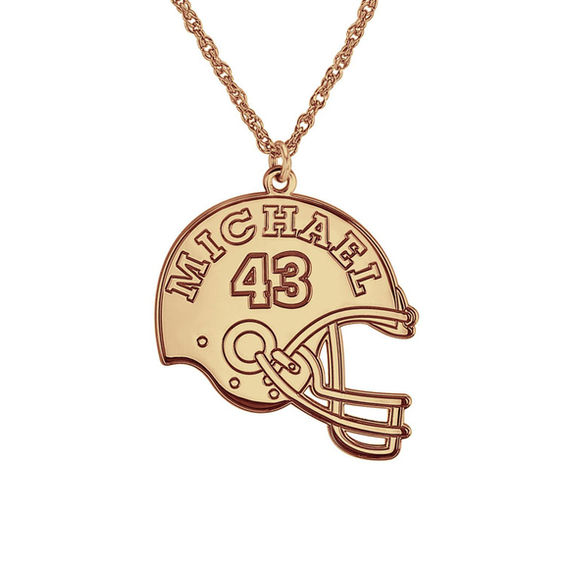 Personalized Name And Number Football Helmet Pendant In Sterling Personalized Name And Number Football Helmet Pendant In Sterling Silver With 14k Rose Gold Plate