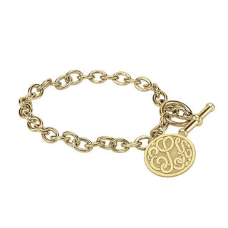 monogram bracelet toggle 20mm personalized recessed bordered classic bracelets posh zales disc traditional jewelry script 16mm