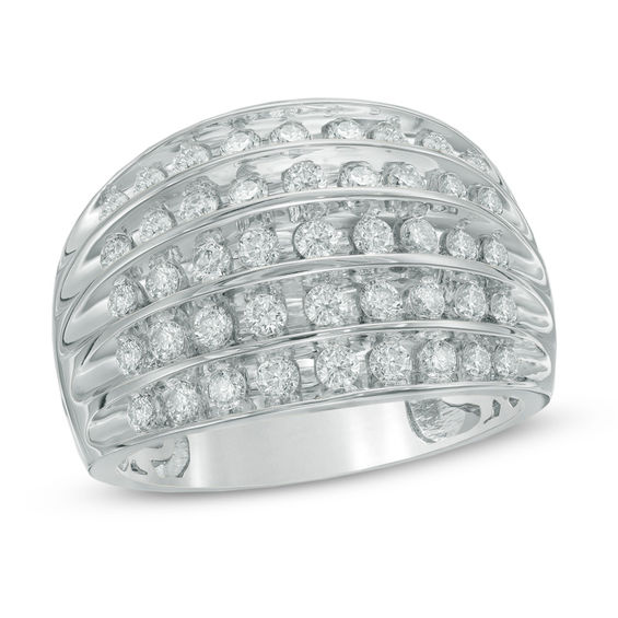 1 CT. T.W. Diamond VintageStyle Dome Anniversary Ring in 14K White