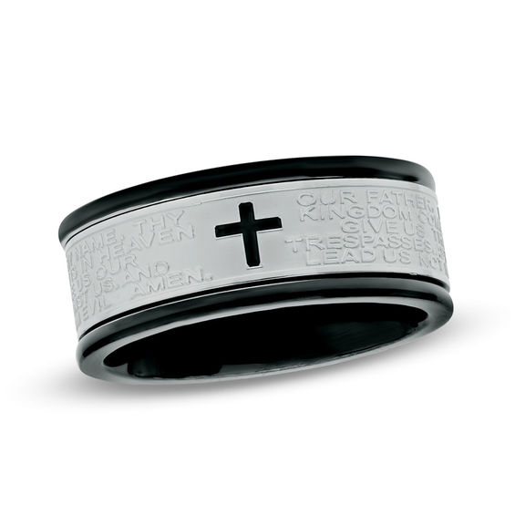 6 X BLACK Lord's Prayer English Prayer Stainless steel Rings Jewelry lots 