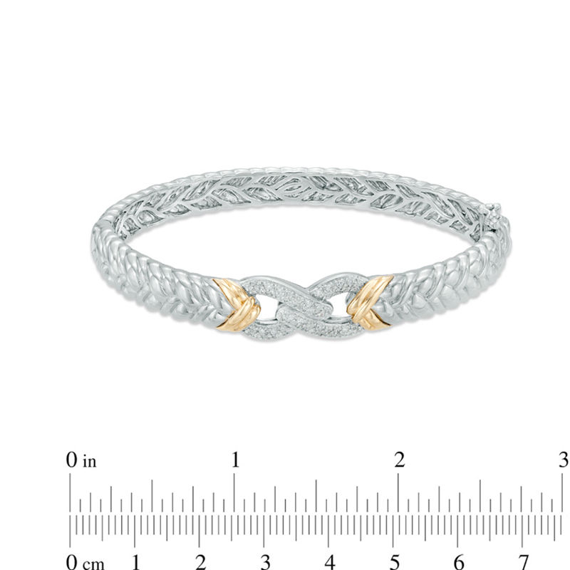 1/4 CT. T.W. Diamond Infinity Braid Bangle in Sterling Silver and 14K