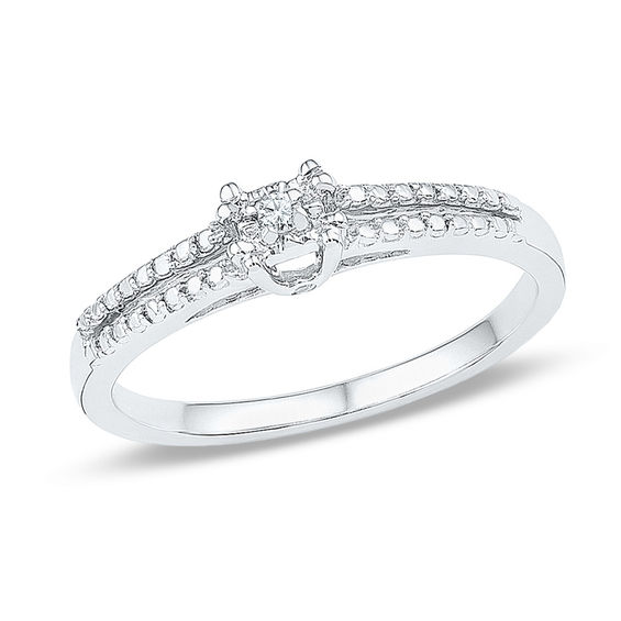 Diamond Accent Split Shank Promise Ring in 10K White Gold Promise Rings Wedding Zales