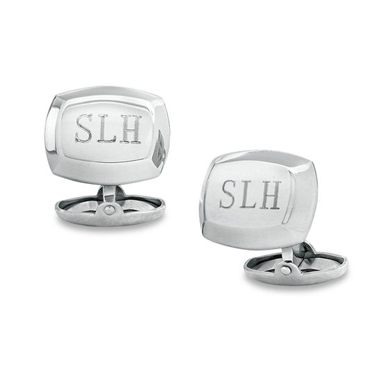 Men's BevelEdge Cuff Links in Stainless Steel (3 Initials