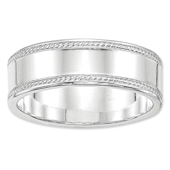 Sterling Silver 6mm Design Edge Band Ring Sterling Silver 6mm Design Edge Band Ring