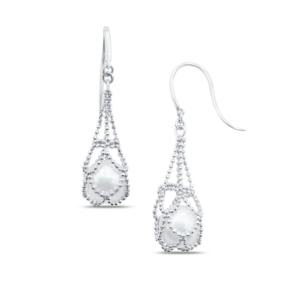 Delicate Freshwater Pearl and Soft Blue Chalcedony Earrings