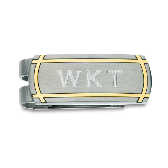 Men's Money Clip in TwoTone Stainless Steel (5 Characters