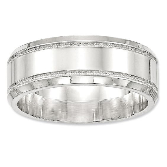 Sterling Silver 6mm Design Edge Band Ring 