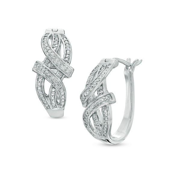 Diamond Accent Double Wrap Hoop Earrings in Sterling Silver Online