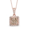 Thumbnail Image 0 of 1/2 CT. T.W. Champagne and White Diamond Square Cluster Frame Pendant in 10K Rose Gold