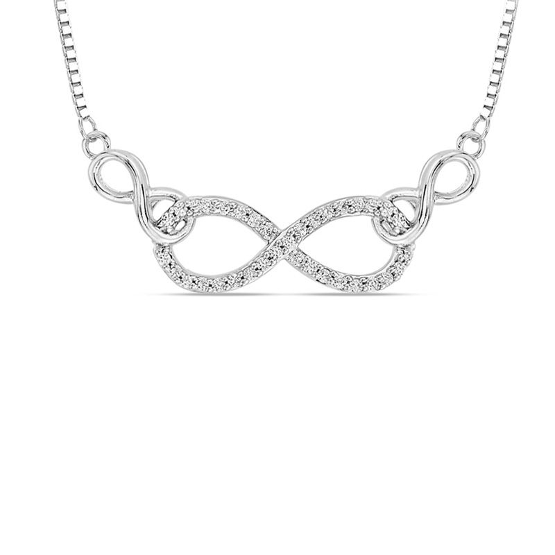 1/8 CT. T.W. Diamond Triple Infinity Necklace in Sterling Silver