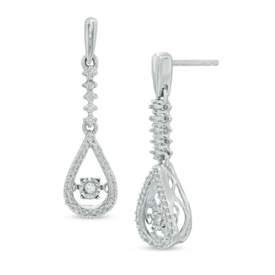 Unstoppable Love 1 4 Ct T W Diamond Teardrop Earrings In Sterling T W Diamond Teardrop Earrings In Sterling Silver