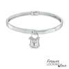Thumbnail Image 0 of Forever Locking Love™ 1/20 CT. T.W. Diamond Padlock Charm Bangle in Sterling Silver