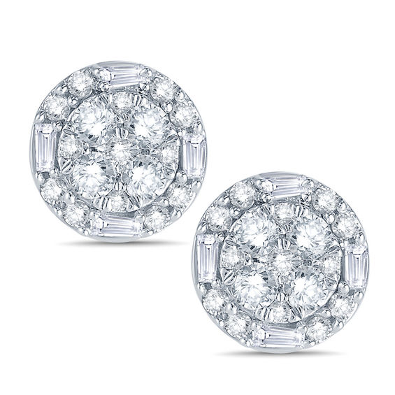 1 Ct T W Composite Diamond Stud Earrings In 10k White Gold 1 Ct T W Composite Diamond Stud Earrings In 10k White Gold