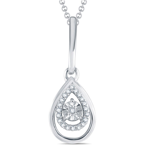 Diamond Accent Double Teardrop Pendant in Sterling Silver Diamond Necklaces Necklaces Zales