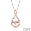 Thumbnail Image 0 of Morganite and Lab-Created White Sapphire Pendant in Sterling Silver and 14K Rose Gold Plate