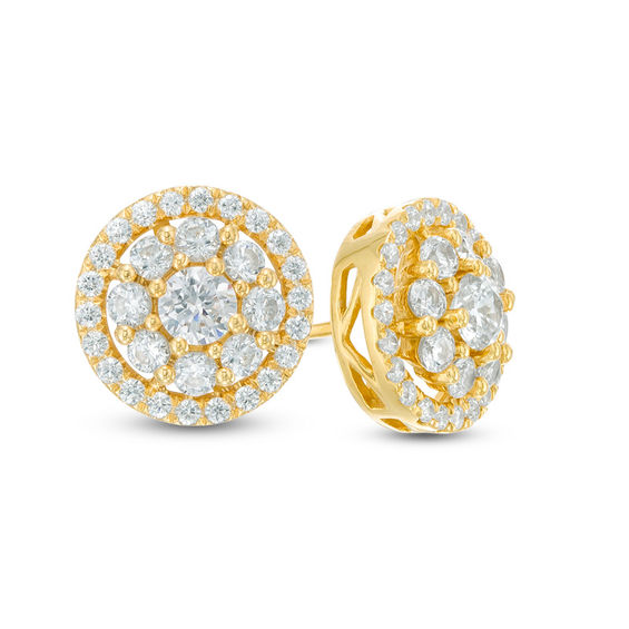 11/2 CT. T.W. Diamond Frame Stud Earrings in 14K Gold Diamond