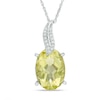 Thumbnail Image 0 of Oval Lemon Quartz and Diamond Accent Leaf Pendant in Sterling Silver