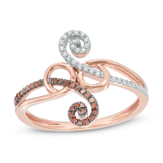 Infinity Bypass Design 10k Rose Gold Vintage Diamonds Anniversary Wedding Band 