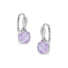 Thumbnail Image 0 of 7.0mm Rose de France Amethyst and White Topaz Drop Earrings in Sterling Silver