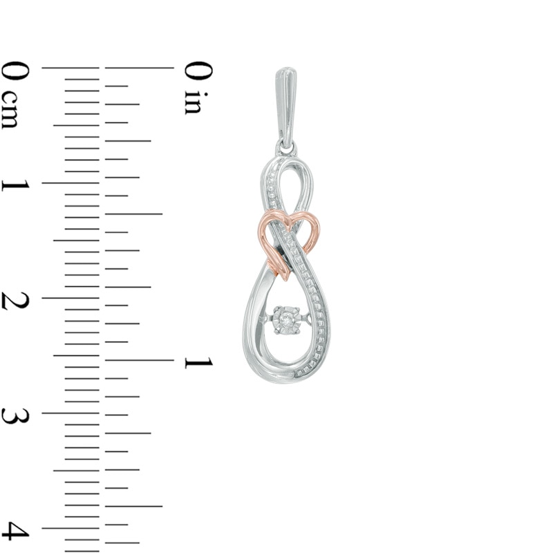 Diamond Accent Infinity Heart Drop Earrings in Sterling Silver and 10K Rose Gold