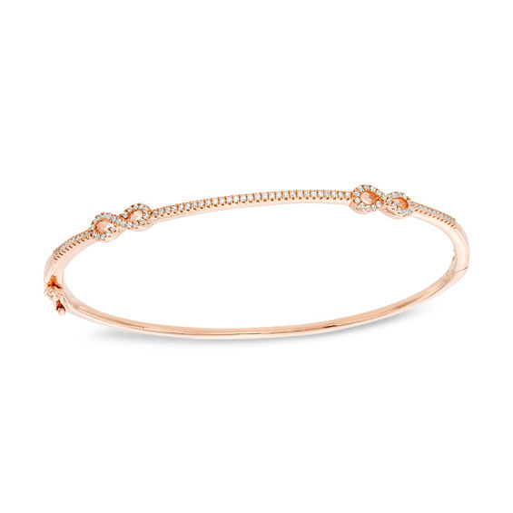 1/4 CT. T.W. Diamond Infinity Station Bangle in 10K Rose Gold View All Bracelets Bracelets