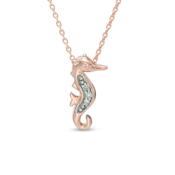 Diamond Accent Seahorse Pendant in 10K 