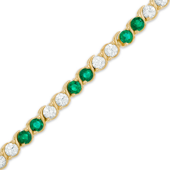 Wedding Gift 18K White Gold Plated Cubic Zirconia Emerald Green Tennis Bracelet 