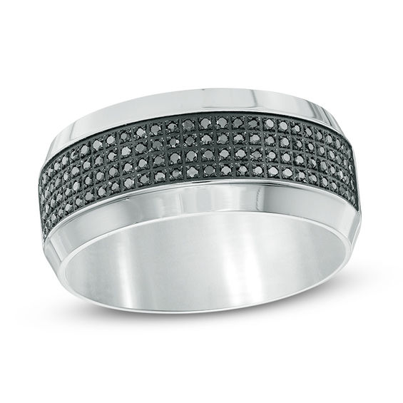 Men's 3/8 CT. T.W. Enhanced Black Diamond MultiRow Wedding Band in