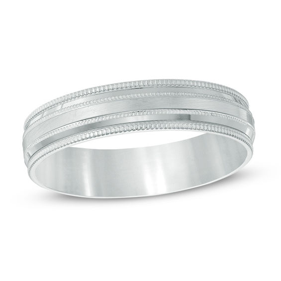 Men S 5 0mm Milgrain Wedding Band In 14k White Gold Online Men S 5 0mm Milgrain Wedding Band In 14k White Gold