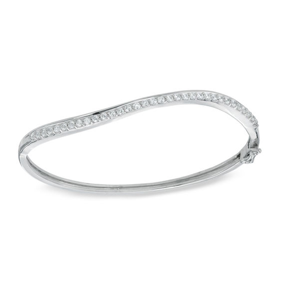 1 CT. T.W. Diamond Wavy Bangle in Sterling Silver View All Bracelets