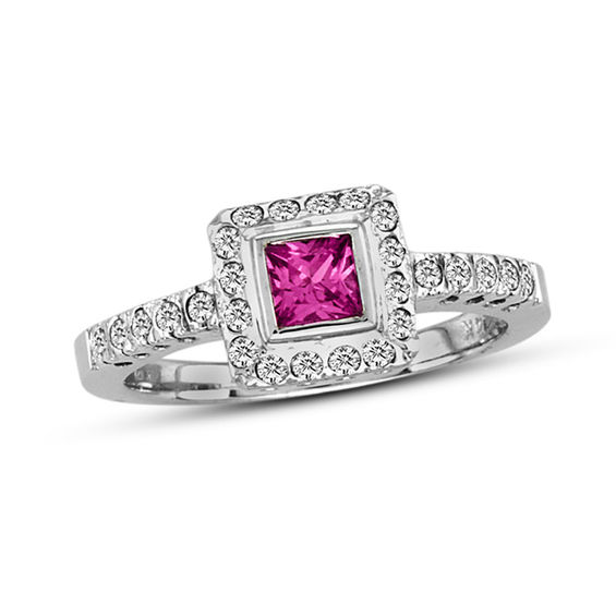 pink princess cut diamond ring