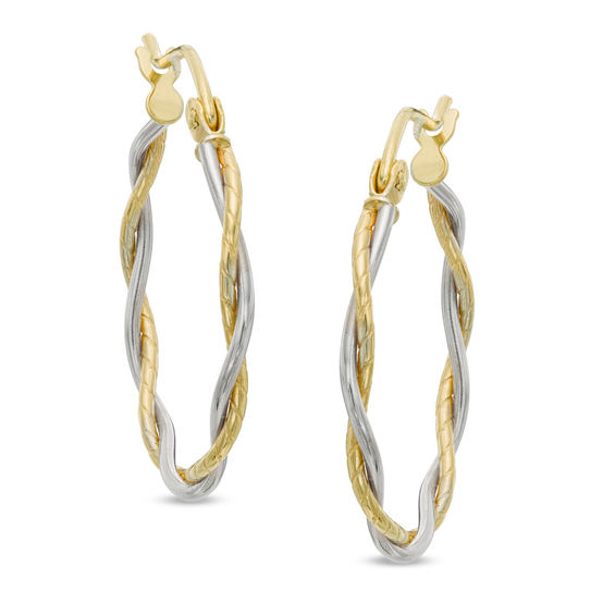Two tone twisted hoop earrings Clearance