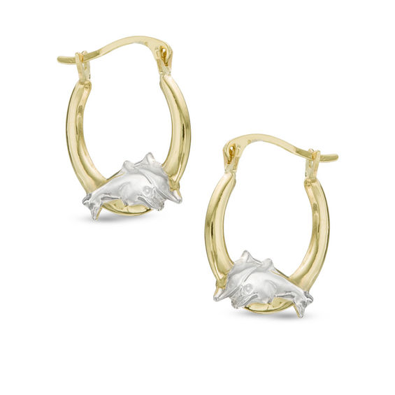 Dolphin Hoop Earrings In 10k Two Tone Gold Online Exclusives Dolphin Hoop Earrings In 10k Two Tone Gold