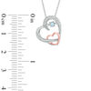 Thumbnail Image 1 of Blue Topaz and Diamond Accent Double Heart Pendant in Sterling Silver and 10K Rose Gold