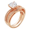 Thumbnail Image 1 of 8.0mm Heart-Shaped Lab-Created White Sapphire Bridal Set in Sterling Silver and 18K Rose Gold Plate