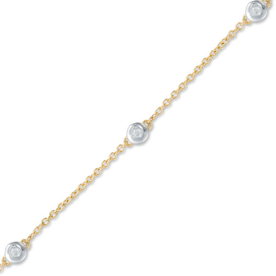 Diamond Accent Station Bracelet In 10k Two Tone Gold View All Diamond Accent Station Bracelet In 10k Two Tone Gold