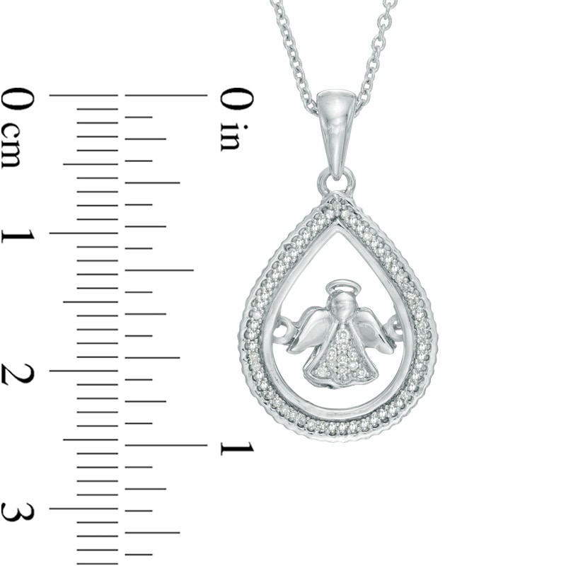 1/10 CT. T.W. Diamond Teardrop Angel Pendant in Sterling Silver