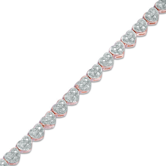 1/10 CT. T.W. Diamond Heart Bracelet in Sterling Silver and 18K Rose