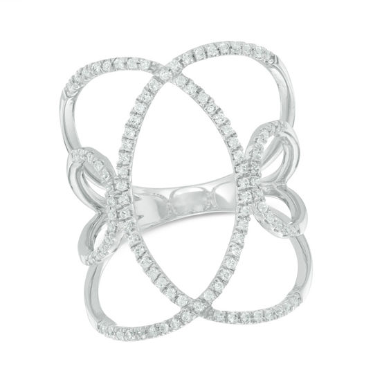 1/3 CT. T.W. Diamond Open VintageStyle Ring in Sterling Silver