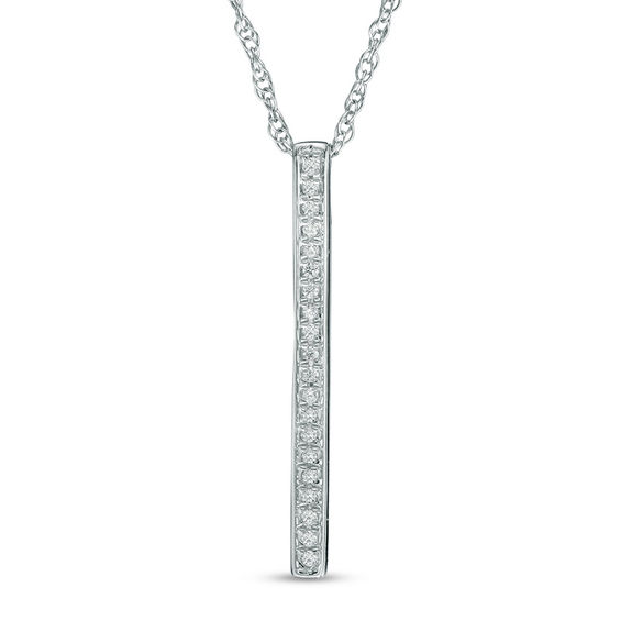 Diamond Accent Vertical Bar Pendant in 10K White Gold | Diamond