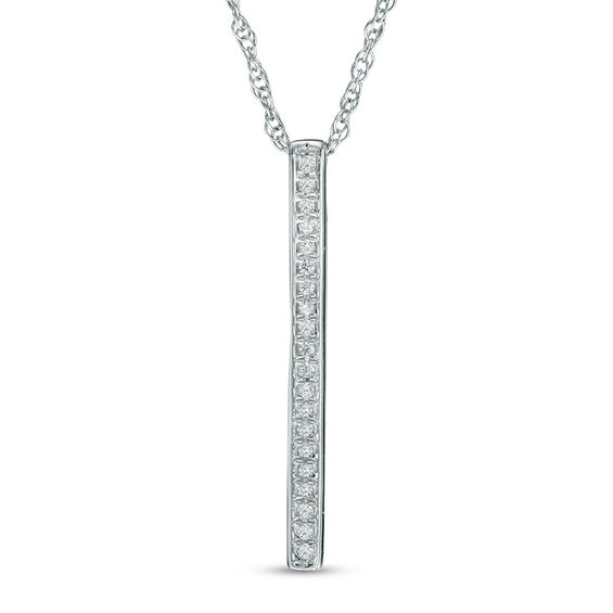 Diamond Accent Vertical Bar Pendant in 10K White Gold Diamond