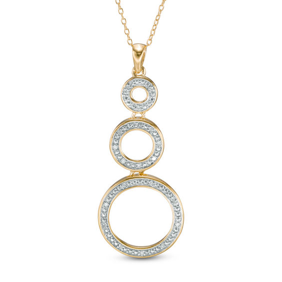 1/10 CT. T.W. Diamond Three Circle Drop Pendant in Sterling Silver and
