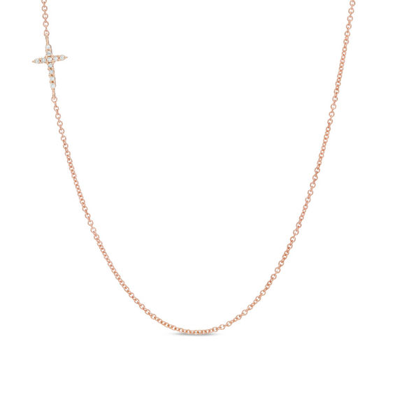 Diamond Accent Offset Cross Necklace in 