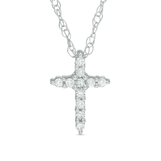 Diamond Accent Bold Cross Pendant in 10K White Gold Diamond Necklaces